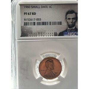 1960 P NGC PF67 RD SMALL DATE RED PROOF LINCOLN MEMORIAL PENNY 1C ONE CENT